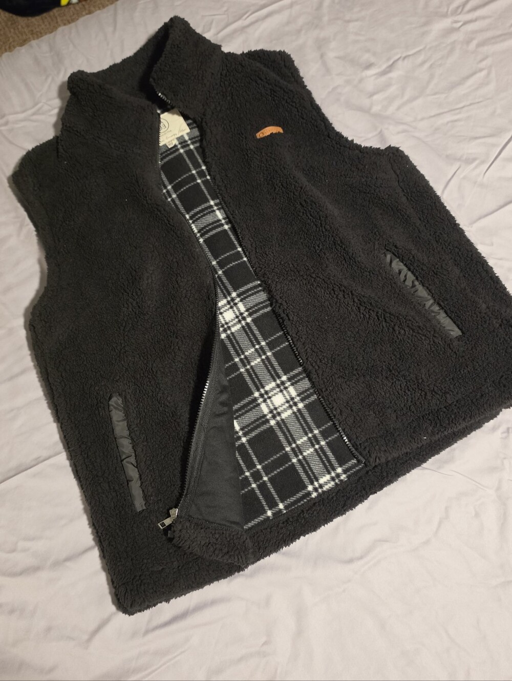 Sage Collective Women's Black Sherpa Fleece Vest - Lightweight Layer - Picture 1 of 5